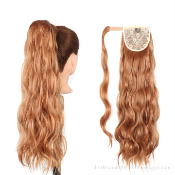 Best Selling Mult-Color Cheap Price Brazilian Curly Crystal Hair Ponytails Water Wave Wrap Around Synthetic Ponytail Extensions
